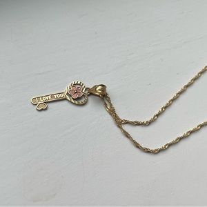 10k Two Tone Gold I Love You Key Necklace Charm Pendant with Chain